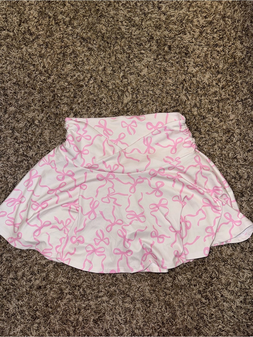 Altar'd State White Mini Skirt with Pink Bow Print